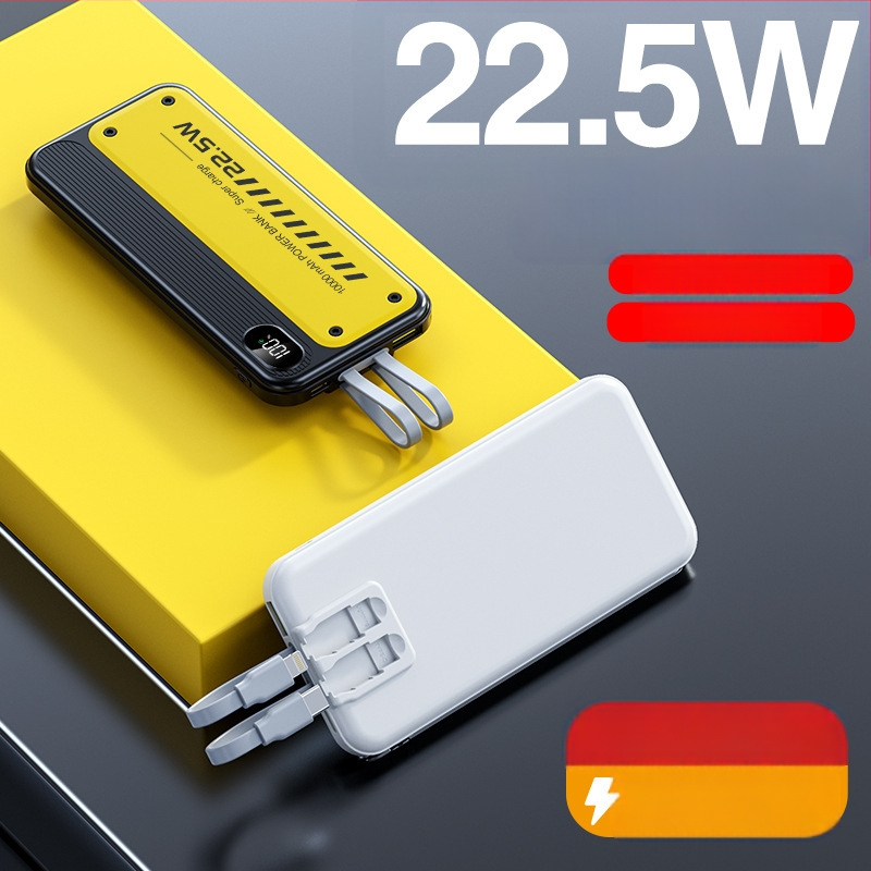 Baterie externă 20000 mAh cu încărcare rapidă bidirecțională de 22,5 W, ultra-subțire, cablu încorporat și afișaj digital