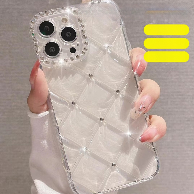 Carcasă pentru telefon cu model diamantat și cristale, husă din silicon transparentă, acoperire totală, antiderapantă, rezistentă la căderi, uzură, minimalistă și luxoasă.