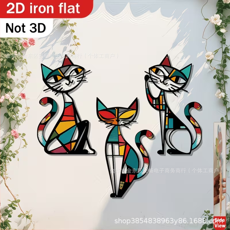 Noul set de 3 piese pentru comerț transfrontalier: pisică decor Putuo, decor de perete din metal, pandantiv de pisică din fier