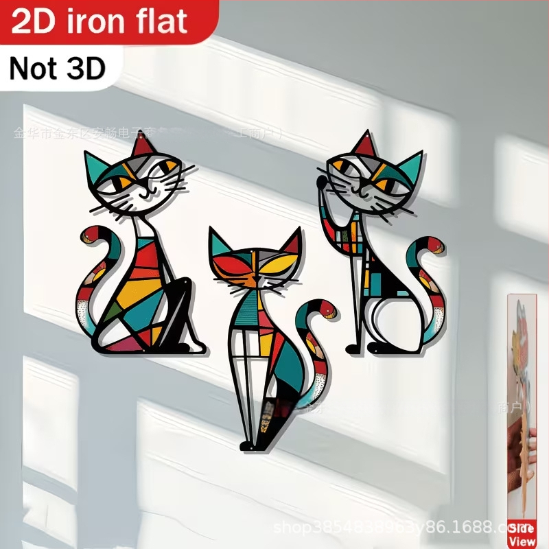 Noul set de 3 piese pentru comerț transfrontalier: pisică decor Putuo, decor de perete din metal, pandantiv de pisică din fier