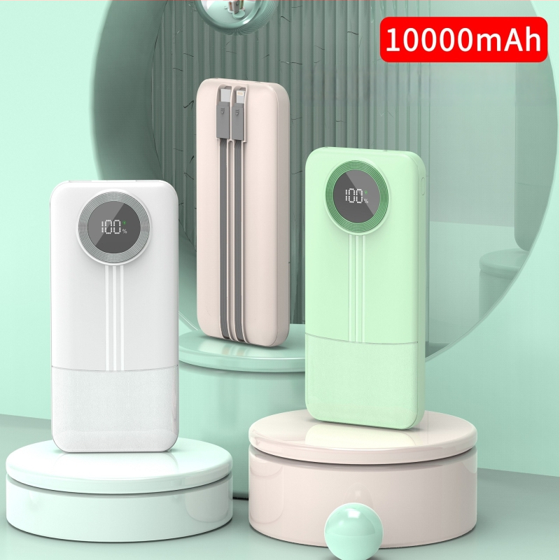 Power bank cu cablu încorporat, 20.000 mAh, capacitate mare, încărcare rapidă, afișaj digital al nivelului bateriei.
