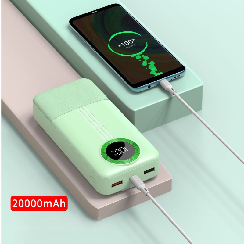 Power bank cu cablu încorporat, 20.000 mAh, capacitate mare, încărcare rapidă, afișaj digital al nivelului bateriei.