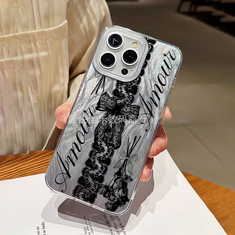 Husa Apple Lace Pro Max pentru iPhone 17 Pro Max, design cu fir de pene pentru iPhone 16 Pro, carcasă rigidă pentru 14 Pro, sexy 13/12