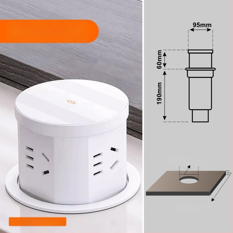 Priză de birou reglabilă, încastrată, cu design insulă ascuns, priză inteligentă