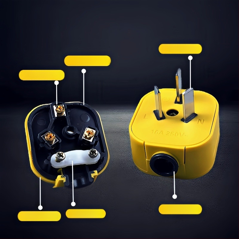 Conector GB standard cu 3 pini, 3 faze, 6000W, izolație din cauciuc, cupru pur, 10A