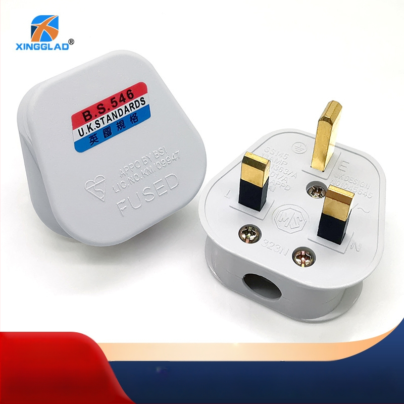 Plug britanic standard 13A, cupru pur, versiune UK, 3 pini, cu siguranță