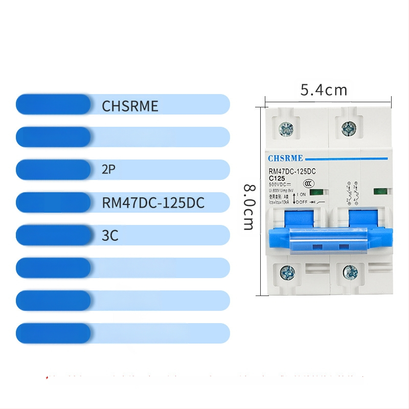 Întrerupător de circuit pentru curent continuu, miniatural, pentru sisteme fotovoltaice și conexiuni ale bateriei