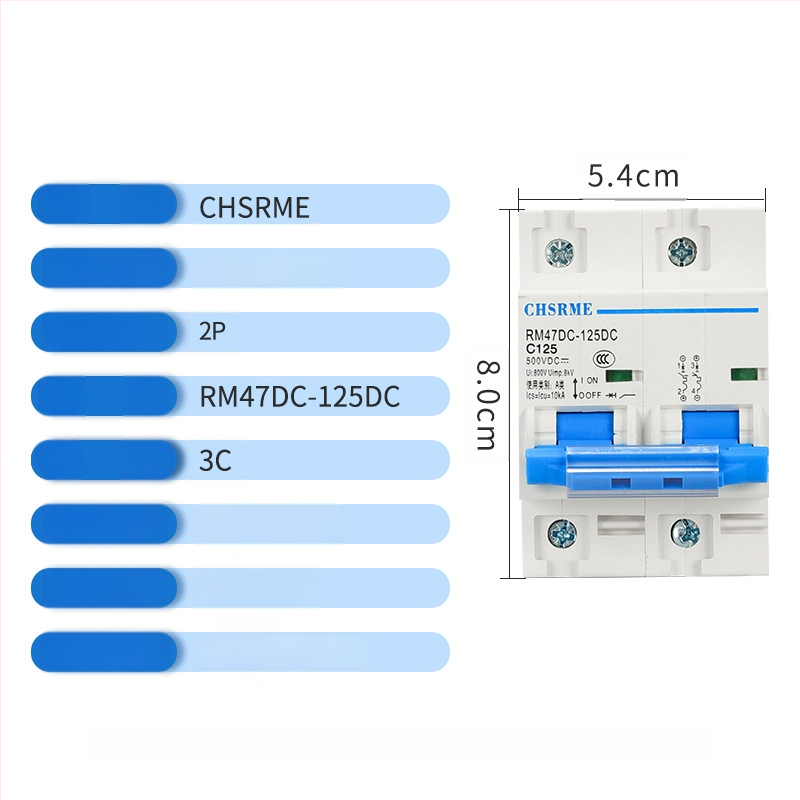 Întrerupător de circuit pentru curent continuu, miniatural, pentru sisteme fotovoltaice și conexiuni ale bateriei