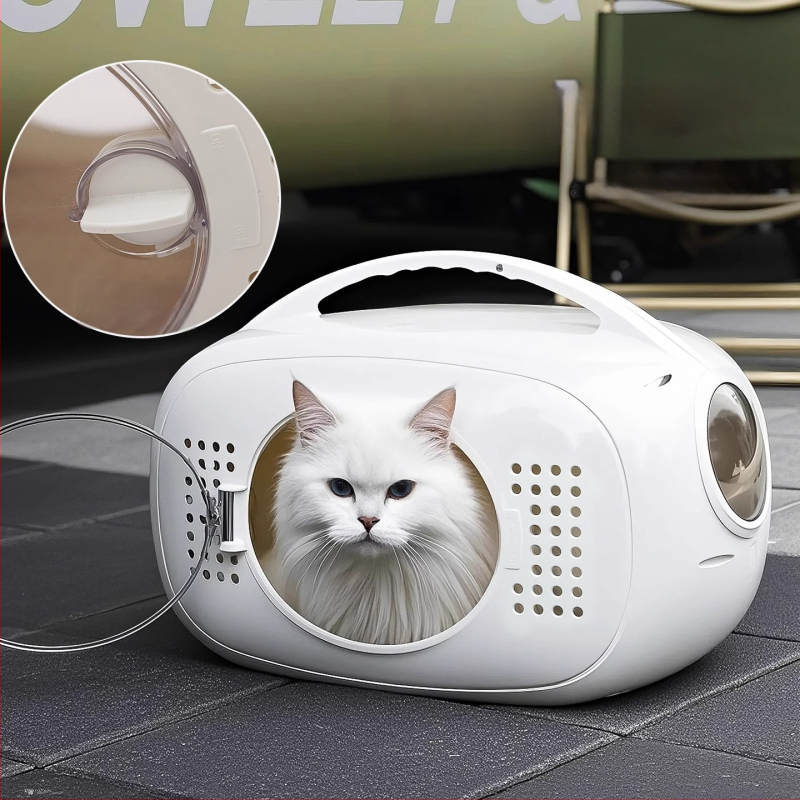 Carrier portabil pentru pisici, cu design spațial respirabil, pentru pisici și cățeluși până la 7 kg