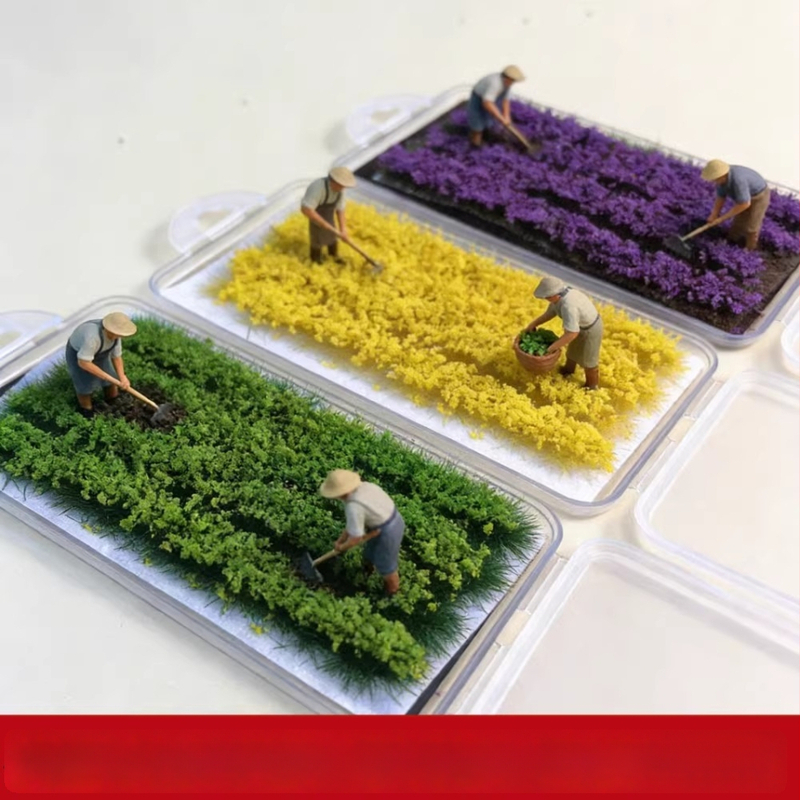 Set de 4 flori și plante artificiale autoadesive pentru dioramă de peisaj mini DIY