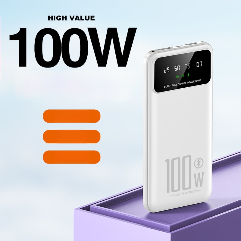 KC Power bank cu cablu încorporat, 20.000 mAh, încărcare rapidă 100W PD, capacitate mare, portabil, personalizabil