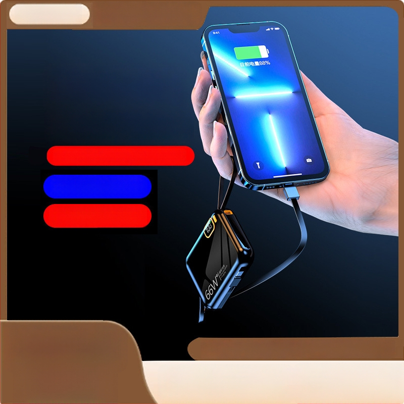 Power Bank 10000mAh cu cablu încorporat, compactă, capacitate mare, stil desen animat, încărcare rapidă PD3.0