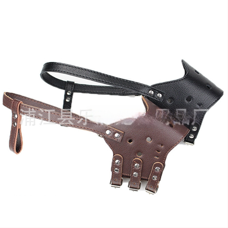 Mască de bot din piele pentru câini, anti-lătrare, anti-mușcare, reglabilă, accesorii pentru animale de companie