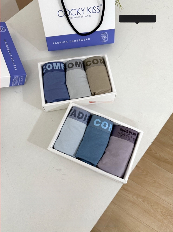 Cocky Kiss boxeri bărbați, cu senzație de bumbac, antibacterian, model D838, vară, respirabili, prietenoși cu pielea