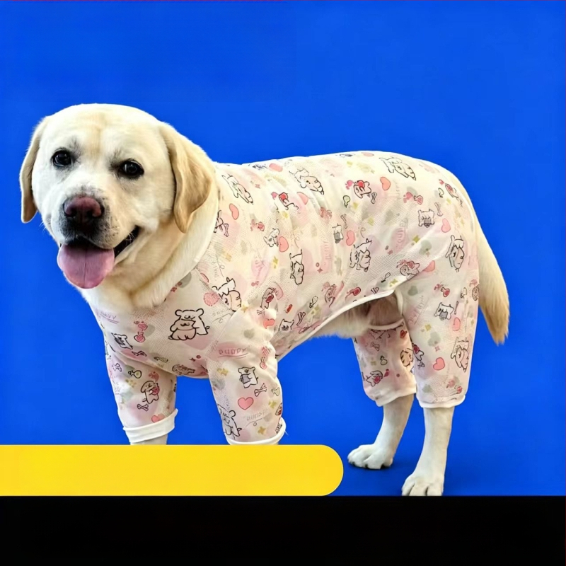 Costum pentru patru labe pentru câini mari, țesătură respirabilă tip plasă, vară, protecție solară, pentru Golden Retriever, Labrador și Border Collie