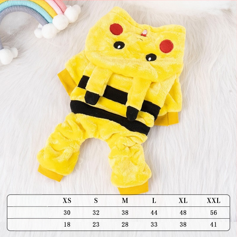 Costum de transformare pentru câini mici, din fleece coral gros, toamnă-iarnă