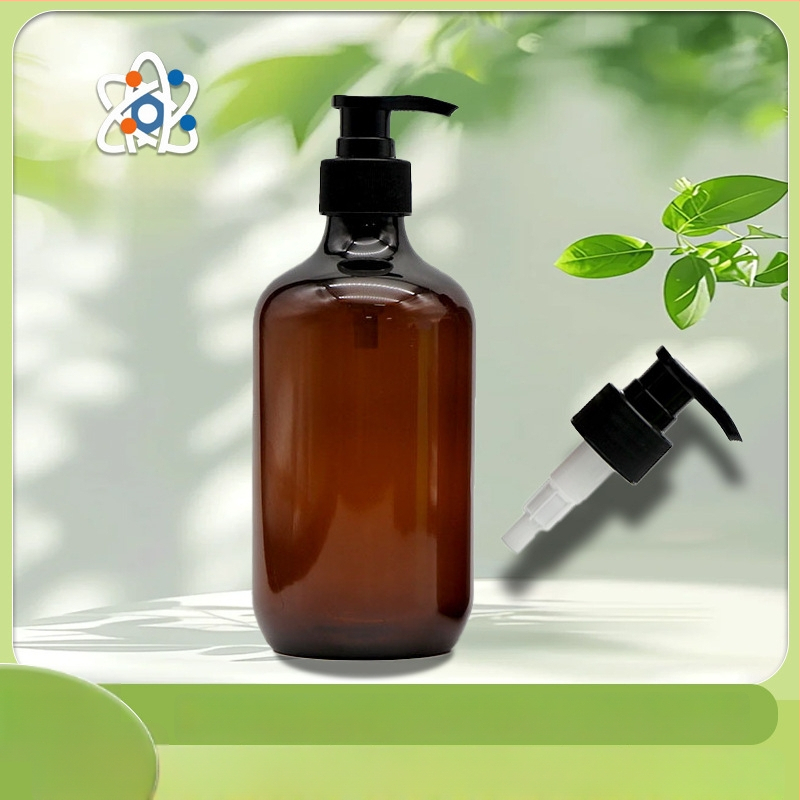 Sticlă de șampon și gel de duș, transparentă maro, 300–500 ml, cu pompă