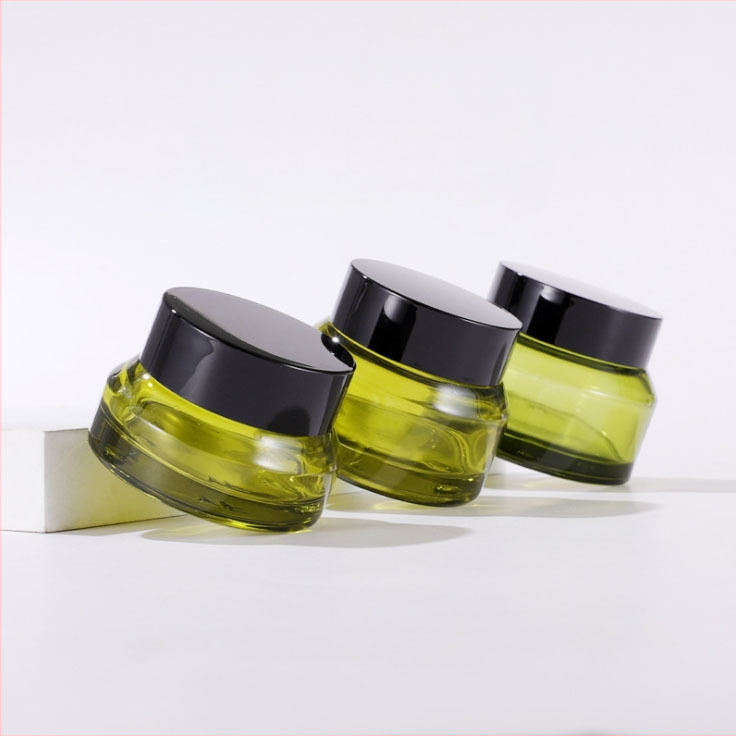 Sticlă de cremă din sticlă cu umăr înclinat, în nuanțe verde măslină și ceai, pentru cosmetice, loțiune și cremă pentru ochi