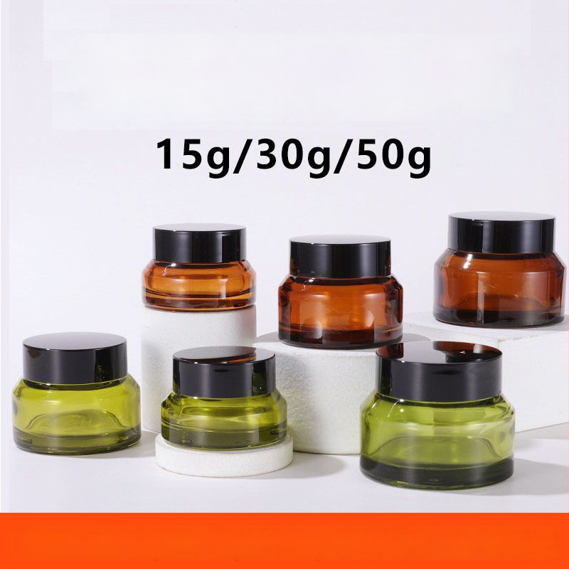 Sticlă de cremă din sticlă cu umăr înclinat, în nuanțe verde măslină și ceai, pentru cosmetice, loțiune și cremă pentru ochi