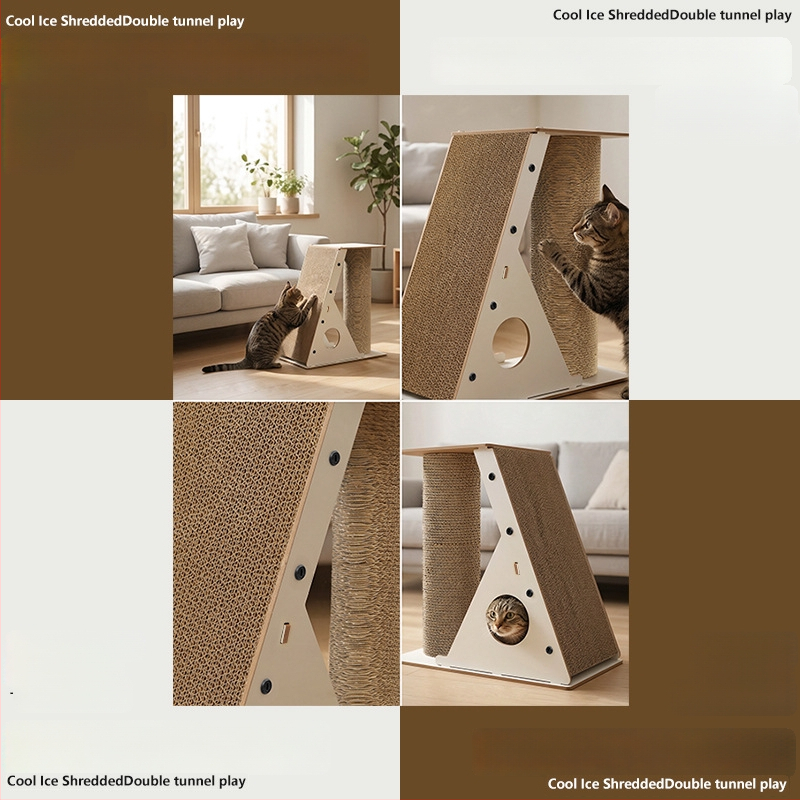 Zgârietor vertical pentru pisici din carton ondulat și turn de cățărare, extra-large, durabil, uzură redusă, jucărie de divertisment autonomă pentru animale de companie