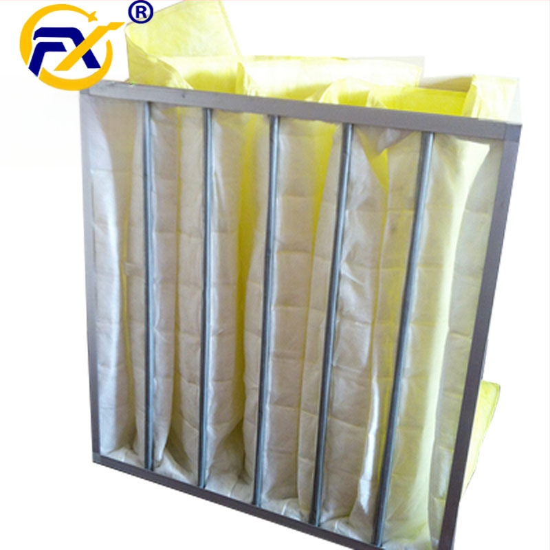 Filtru de aer de eficiență medie, tip sac F8, cadru din aluminiu pentru sistem de ventilație, element filtrant lavabil