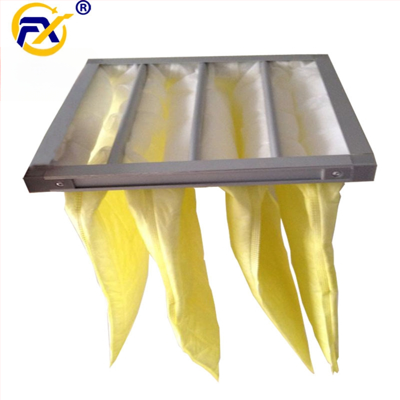 Filtru de aer de eficiență medie, tip sac F8, cadru din aluminiu pentru sistem de ventilație, element filtrant lavabil
