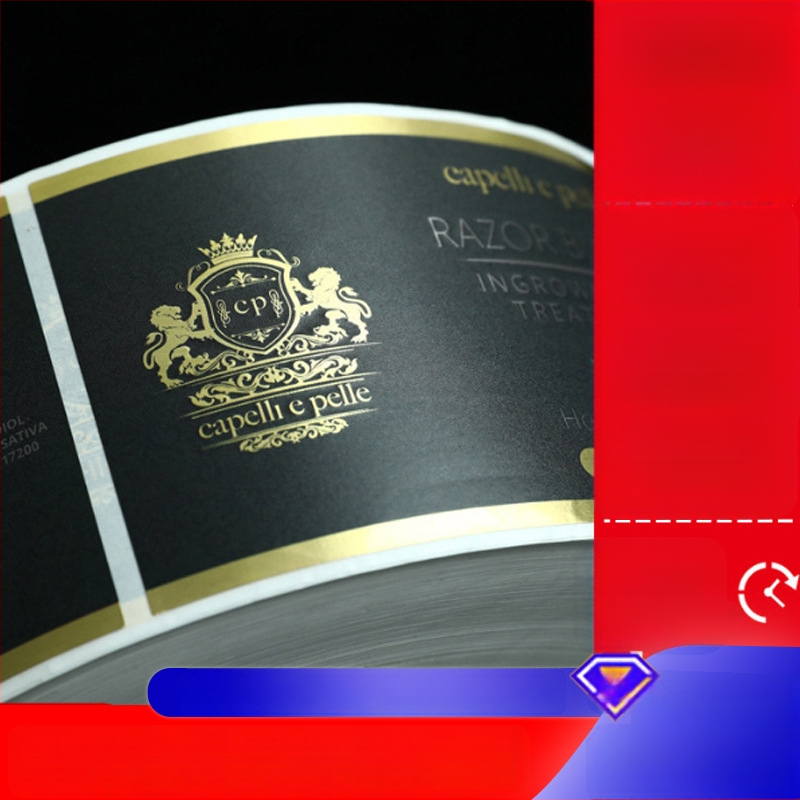 Etichetă circulară autoadezivă pentru vin cu folie aurie și relief, etichetă de lux pentru vin roșu, imprimare color personalizată