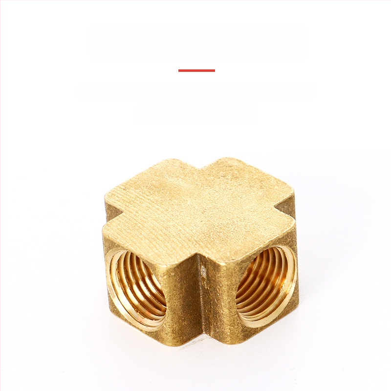 Conector pneumatic din cupru cu filet intern, bloc pătrat, patru-porturi și trei-porturi