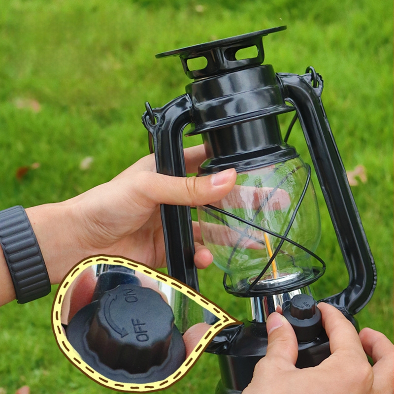 Felinar solar din sticlă pentru camping – lanternă impermeabilă pentru exterior, reîncărcabilă, lumină ambientală pentru cort, stil lampă kerosenă