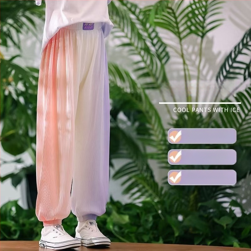Pantaloni anti țânțari pentru fete, ușori de vară, material Ice Silk, mărimea 120, Vara 2024