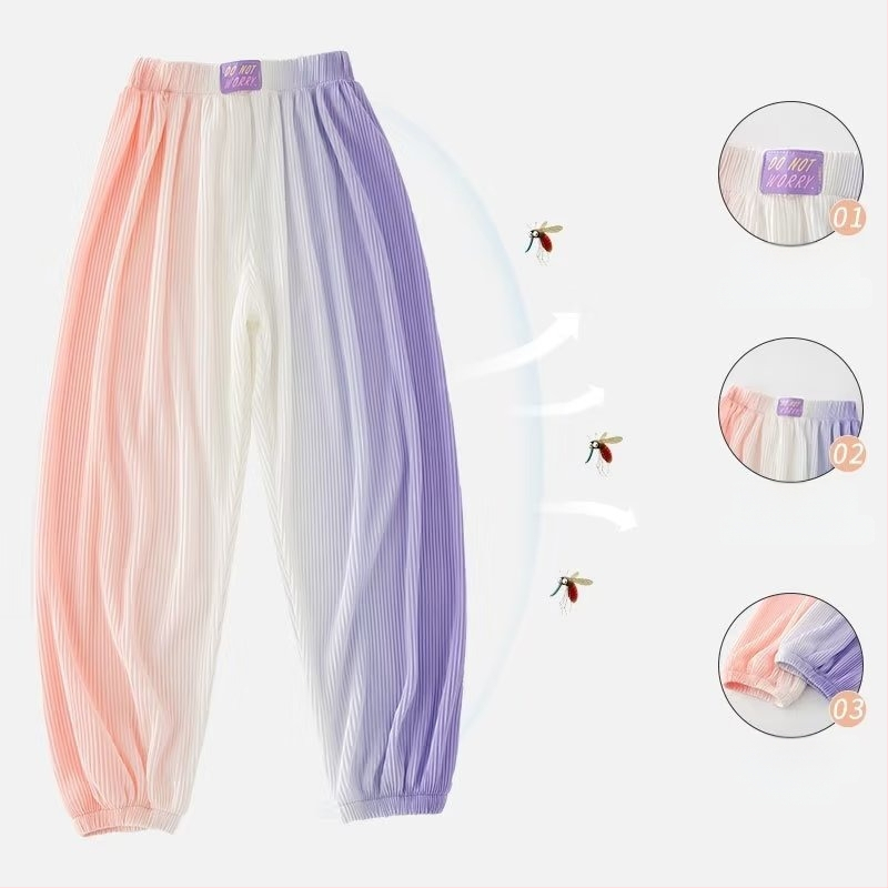 Pantaloni anti țânțari pentru fete, ușori de vară, material Ice Silk, mărimea 120, Vara 2024