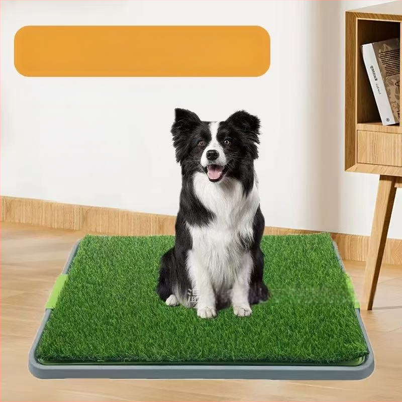 Toaletă pentru câini cu covoraș din gazon artificial, dimensiune mare, separare a urinei și a fecalelor, litiere pentru animale de companie
