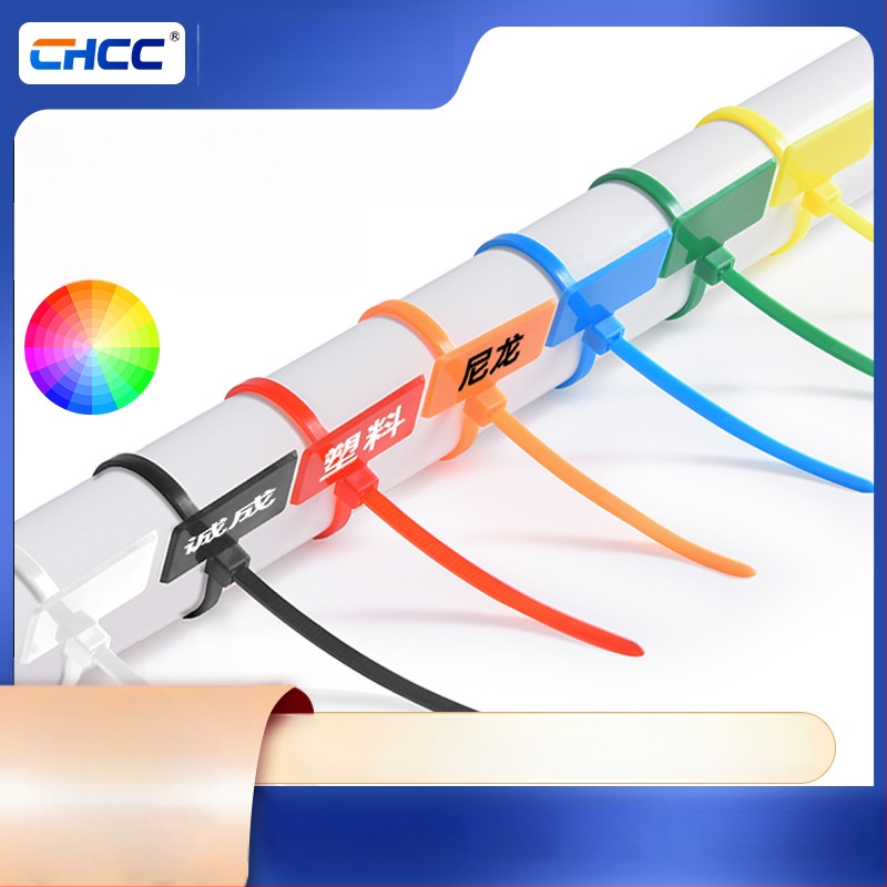 Etichetă din nylon colorat cu marcaj anti-fraudă și semn scris de mână, legătură pentru cabluri 3x4x100x150