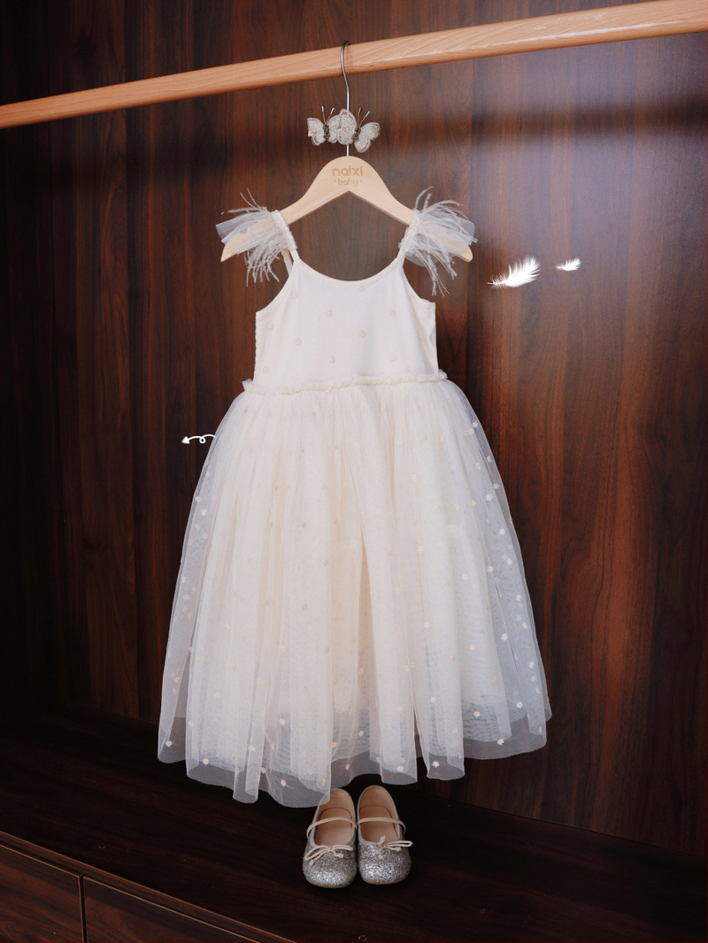 Rochie de vară cu bretele pentru fete – stil prințesă, rochie din plasă, căptușeală din bumbac, material principal poliester