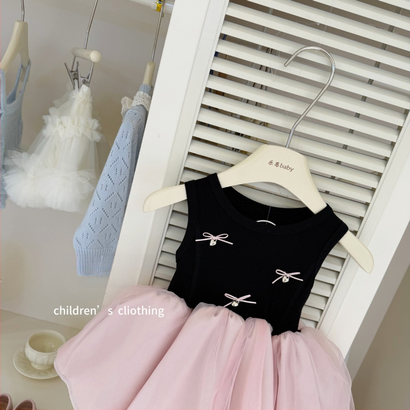 Leen Îmbrăcăminte pentru copii — design original, rochie balet de vară pentru fete, negru și roz, fără mâneci, rochie prințesă