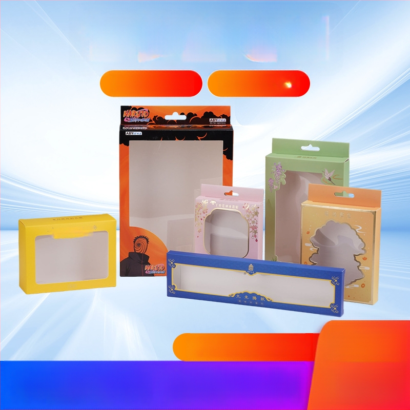 Cutie cadou cu fereastră personalizabilă – cutie de hârtie goală, cu mâner, culoare și imprimare a siglei