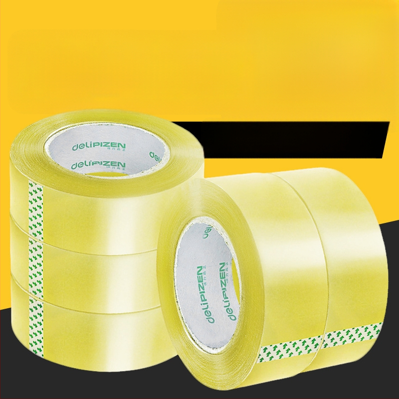 Bandă de ambalare transparentă, 52 mm, lățime 45 mm, lungime 100 m, film BOPP, adeziv sensibil la presiune, pentru mutări și sigilarea cutiilor