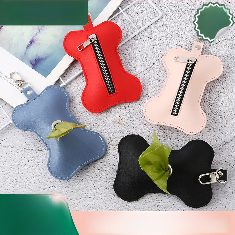 Dispenser pentru pungi de fecale ale câinelui și husă de depozitare, multicolor, cu clips pentru lesă