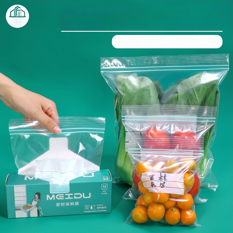 Pungi de refrigerare pentru porționare, cu nervuri duble, de calitate alimentară, transparente cu fermoar