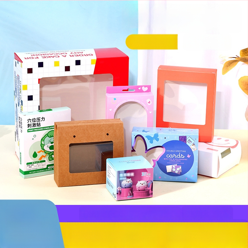 Cutii color personalizate cu fereastră special tăiată, ambalaje cu logo pentru cosmetice și electronice, cutie pliabilă din carton alb