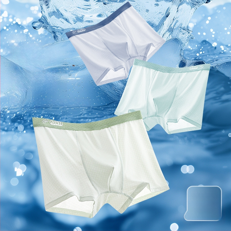 Boxeri pentru băieți adolescenți, din ice silk, vară, subțiri, respirabili, cu plasă