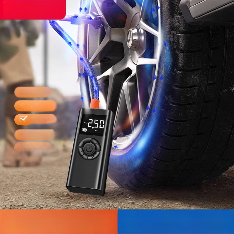 Pompă de aer fără fir, pompă portabilă pentru pneuri, pompă electrică multifuncțională de înaltă presiune pentru autoturisme