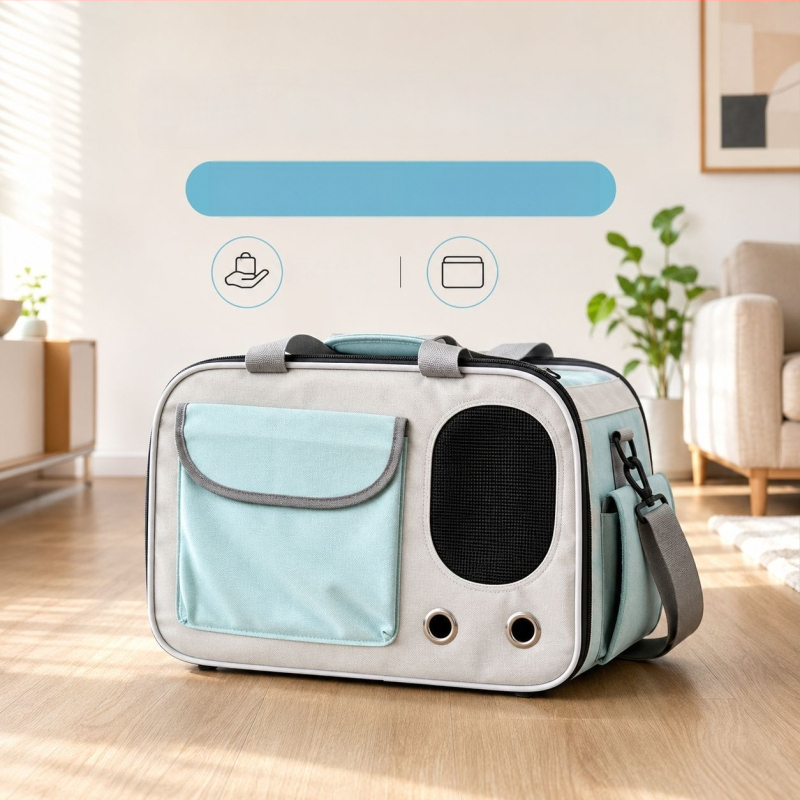 Geantă de purtare pentru pisici, respirabilă, pliabilă, crossbody, cu capacitate mare, pentru pisici până la 5 kg, 43×28×25 cm, Oxford