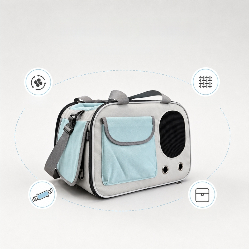 Geantă de purtare pentru pisici, respirabilă, pliabilă, crossbody, cu capacitate mare, pentru pisici până la 5 kg, 43×28×25 cm, Oxford