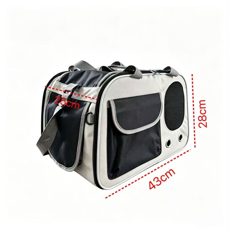 Geantă de purtare pentru pisici, respirabilă, pliabilă, crossbody, cu capacitate mare, pentru pisici până la 5 kg, 43×28×25 cm, Oxford