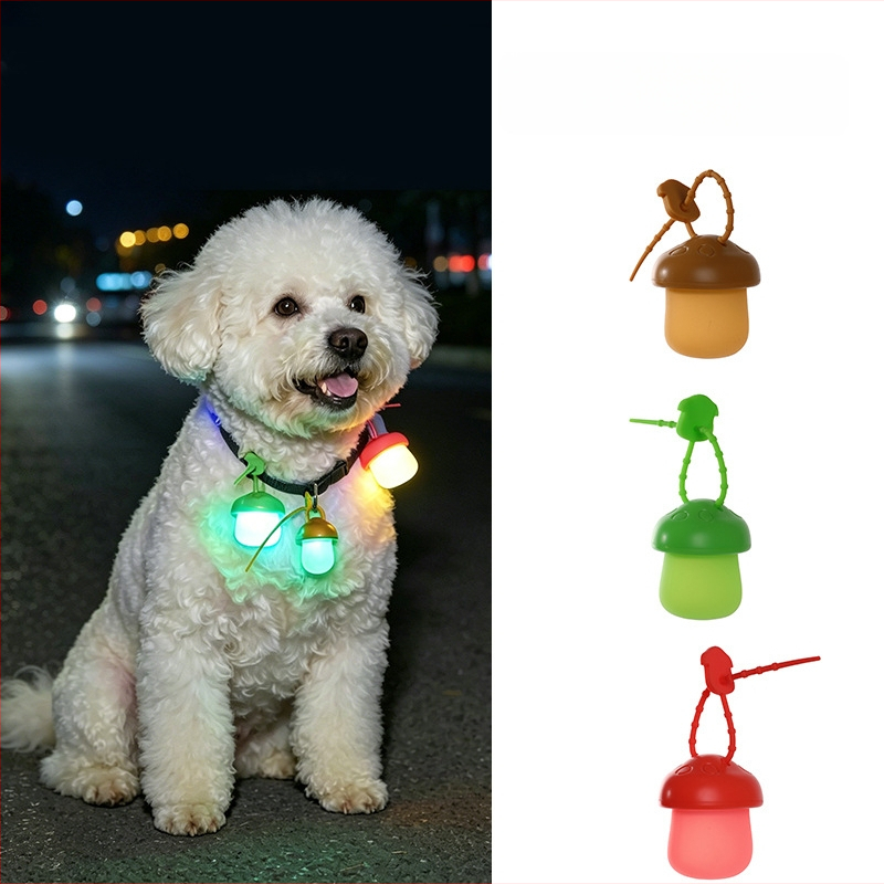 Colier LED pentru câini, în formă de ciupercă, lampă de noapte cu etichetă luminoasă