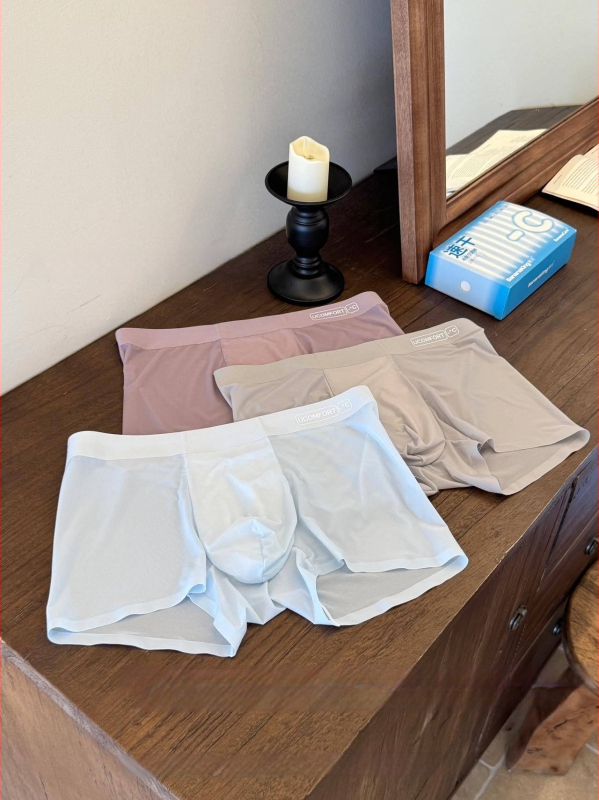 SP118 He Feng Yi Summer Mist - Boxeri pentru bărbați, respirabili, senzație de nud aproape, croială care înconjoară șoldurile, fără cusături, talie medie