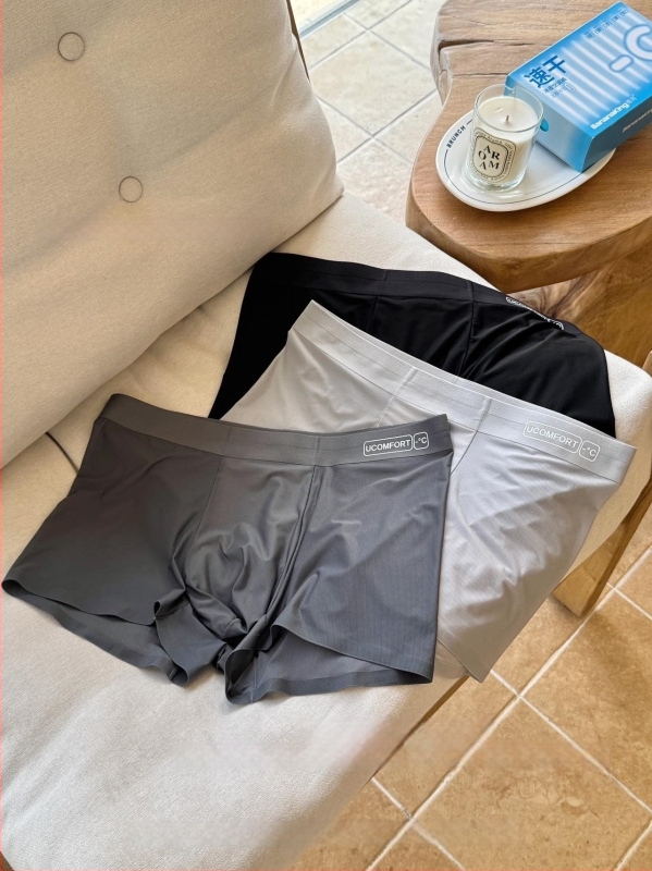 SP118 He Feng Yi Summer Mist - Boxeri pentru bărbați, respirabili, senzație de nud aproape, croială care înconjoară șoldurile, fără cusături, talie medie