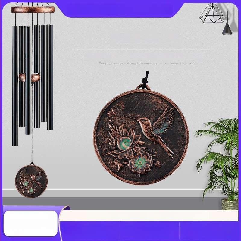 Clopot de vânt din aluminiu de 32 inch, cu motiv de pasăre, stil retro, decor exterior