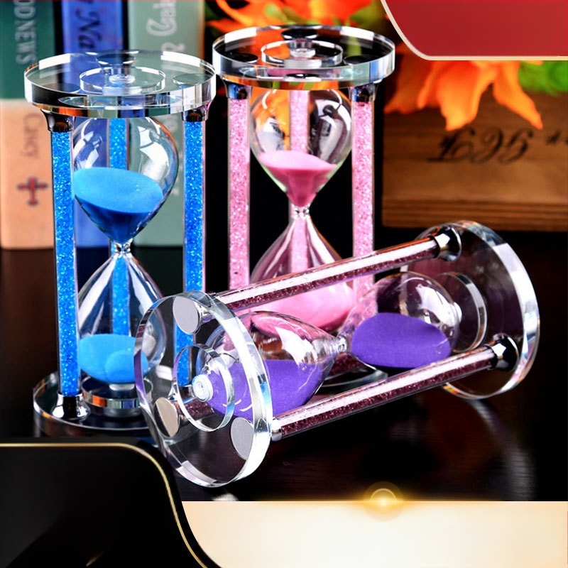 Ornament decorativ ceas cu nisip din cristal, pentru sufragerie, masă de birou și vitrină de vin, din sticlă